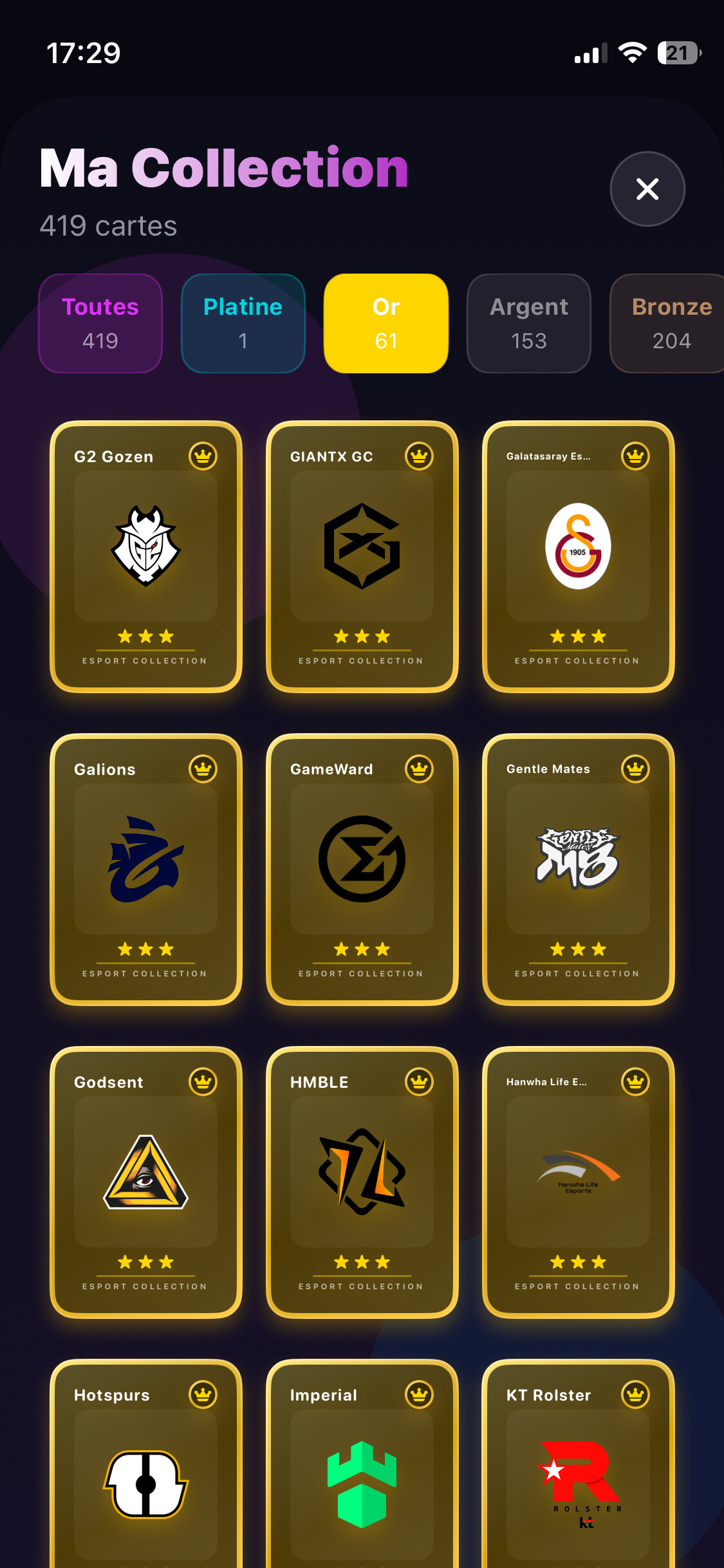 Collection de cartes